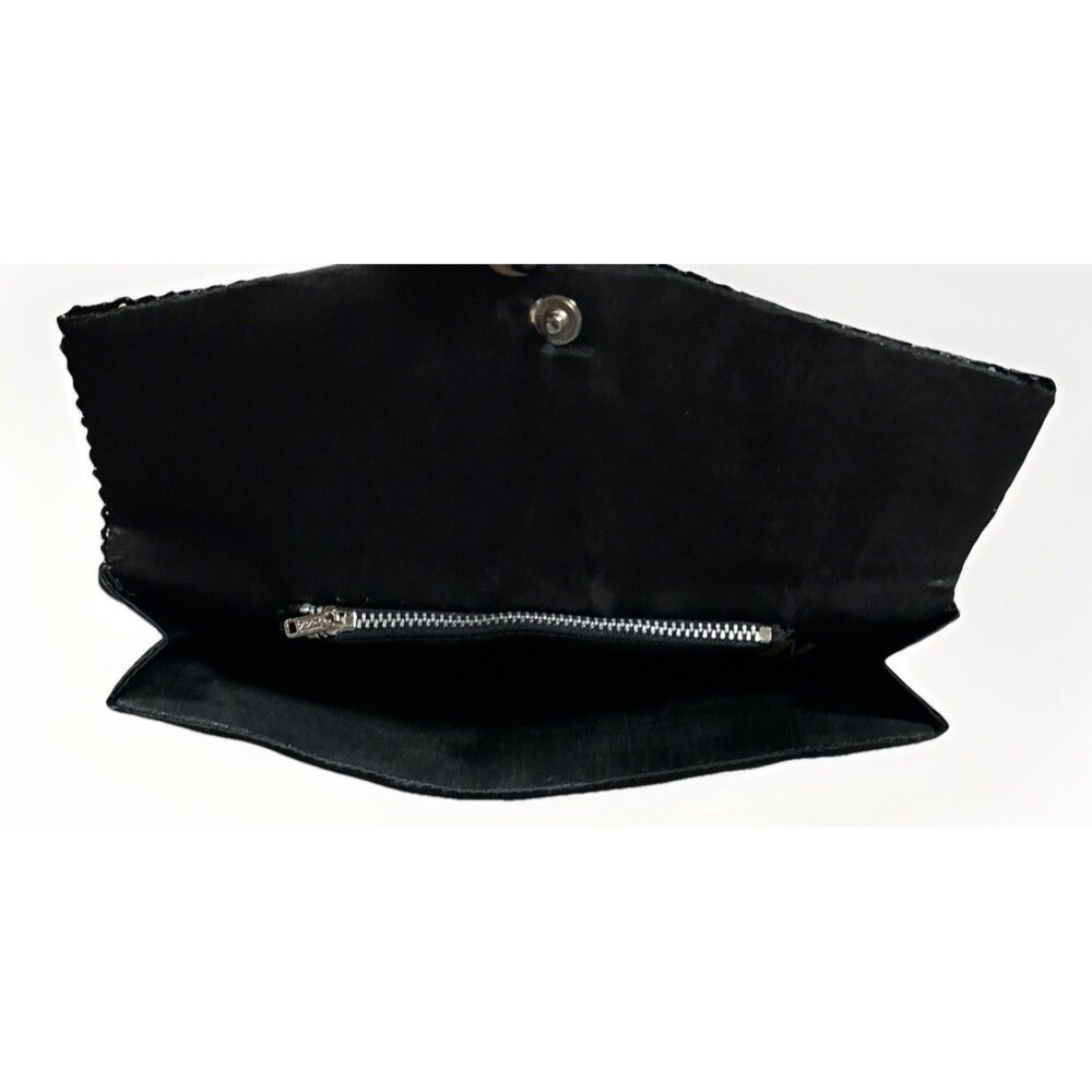 Vtg Rimco Of Cali Clutch Purse Black Beaded Sequin Satin Prom Evening Hong Kong - Picture 6 of 7